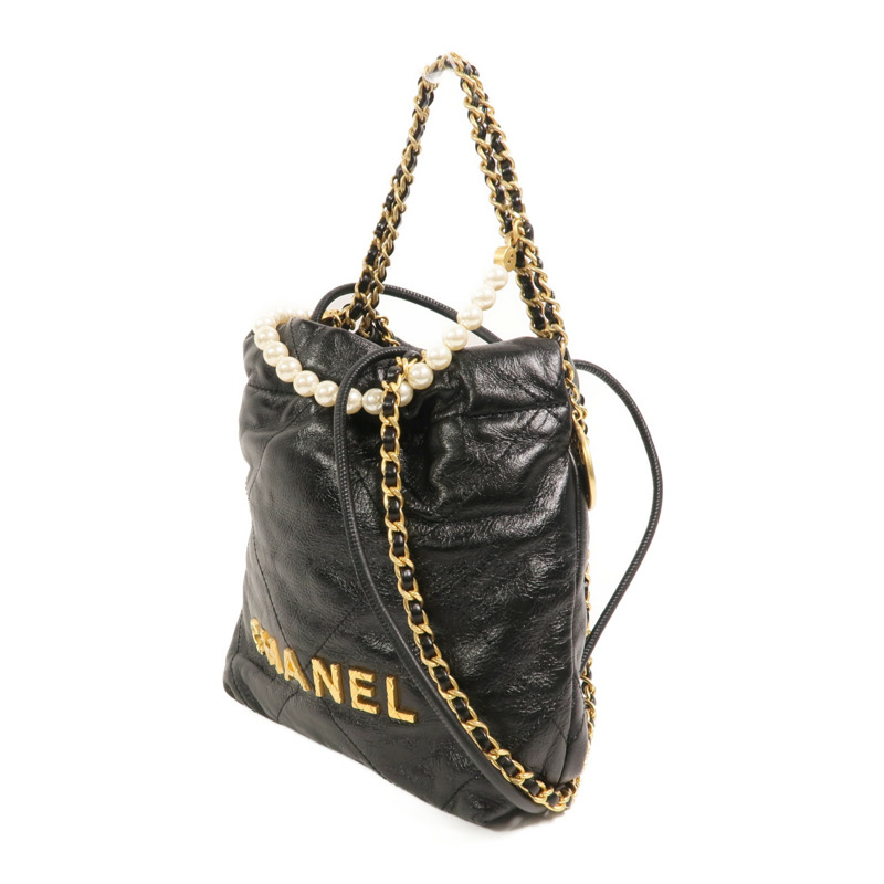 CHANEL 牛皮皮革Chanel 22 Mini With Pearl金扣手挽肩背兩用袋-2