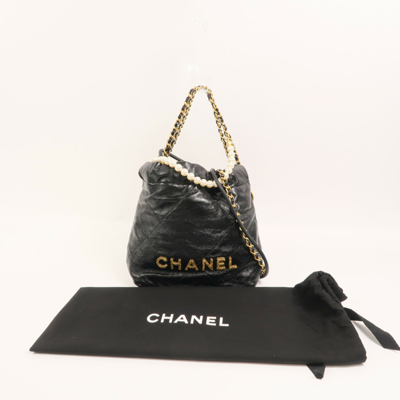CHANEL 牛皮皮革Chanel 22 Mini With Pearl金扣手挽肩背兩用袋-9