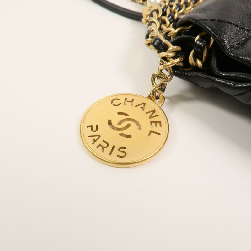 CHANEL 牛皮皮革Chanel 22 Mini With Pearl金扣手挽肩背兩用袋-10