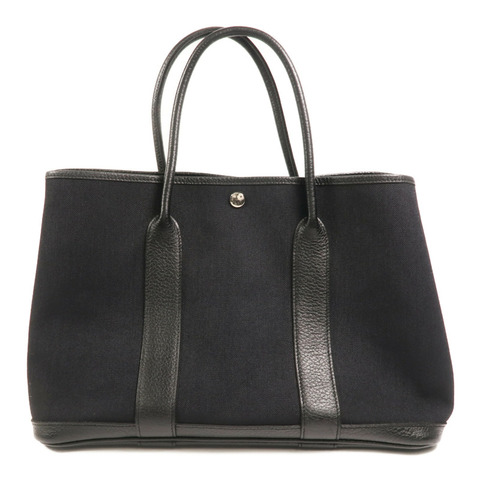 HERMES 帆布/Negonda皮革Garden Party PM手挽袋Noir