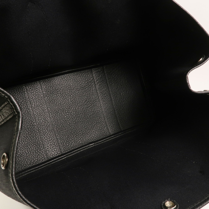 HERMES 帆布/Negonda皮革Garden Party PM手挽袋Noir-4