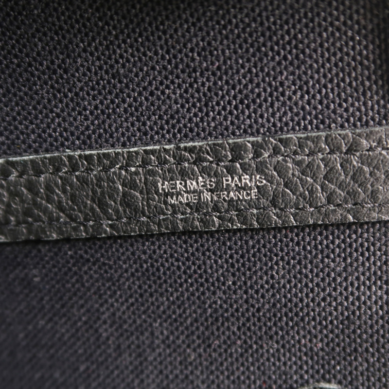 HERMES 帆布/Negonda皮革Garden Party PM手挽袋Noir-5
