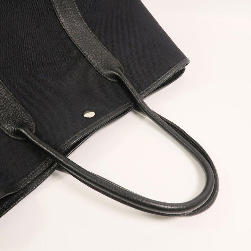 HERMES 帆布/Negonda皮革Garden Party PM手挽袋Noir-7
