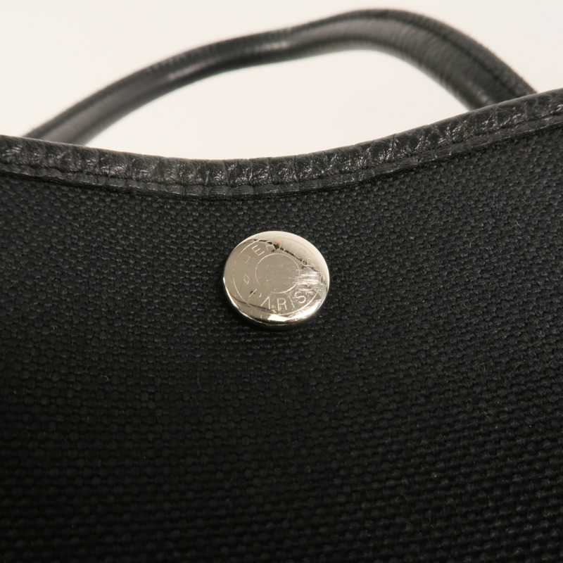 HERMES 帆布/Negonda皮革Garden Party PM手挽袋Noir-8