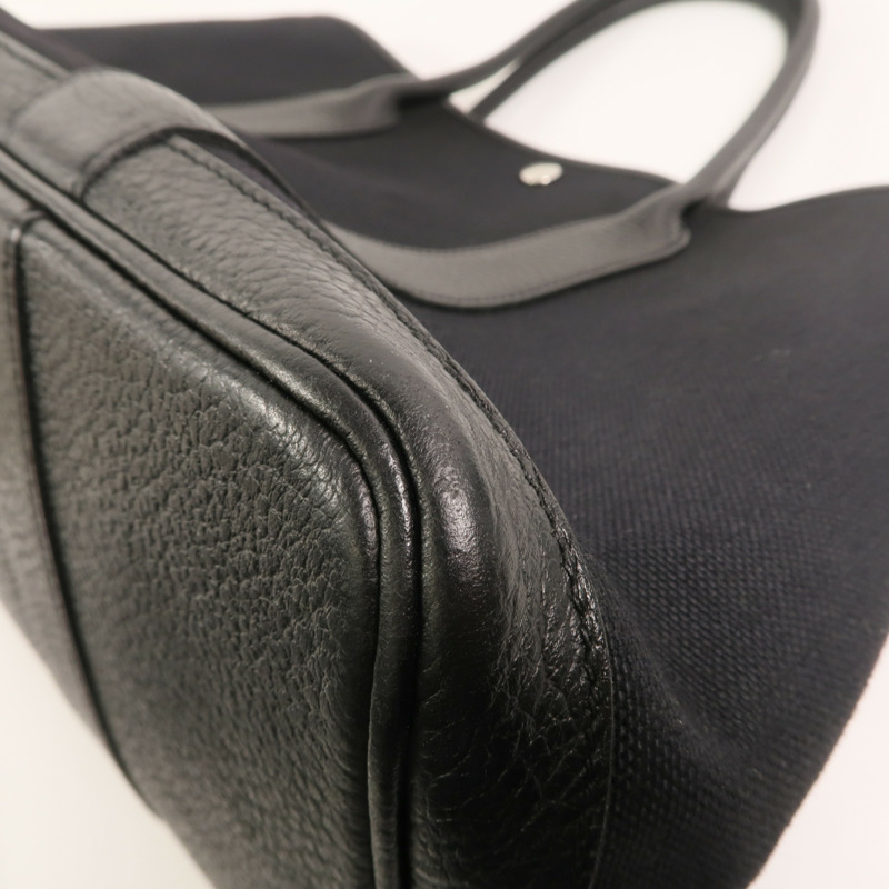 HERMES 帆布/Negonda皮革Garden Party PM手挽袋Noir-9