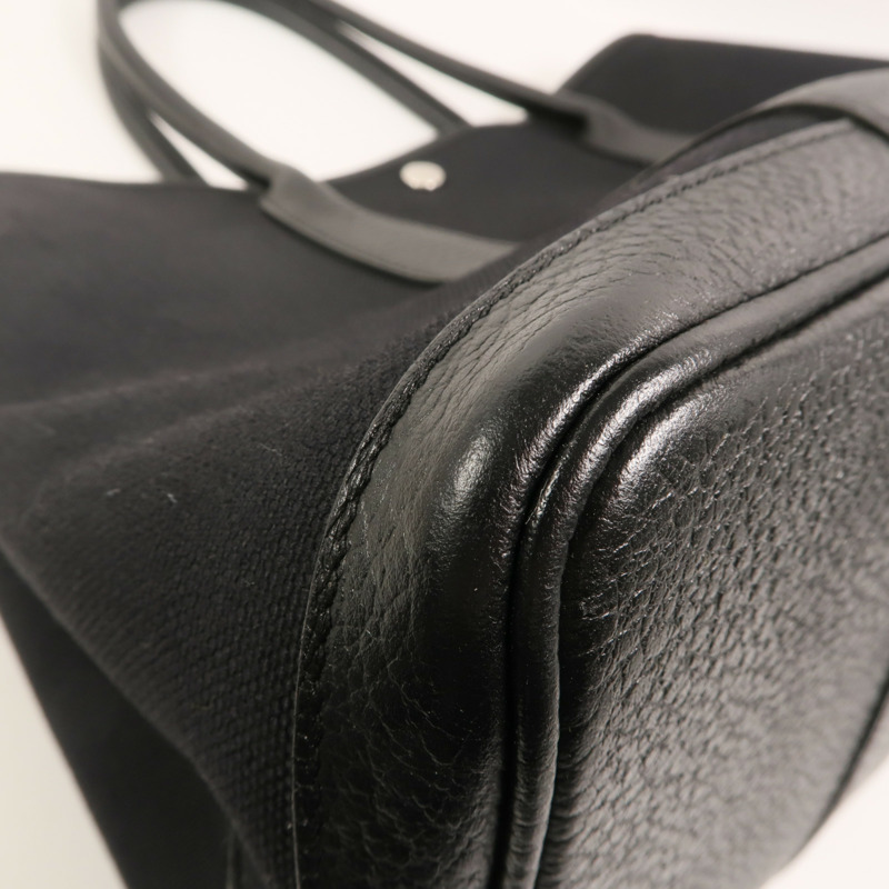 HERMES 帆布/Negonda皮革Garden Party PM手挽袋Noir-10