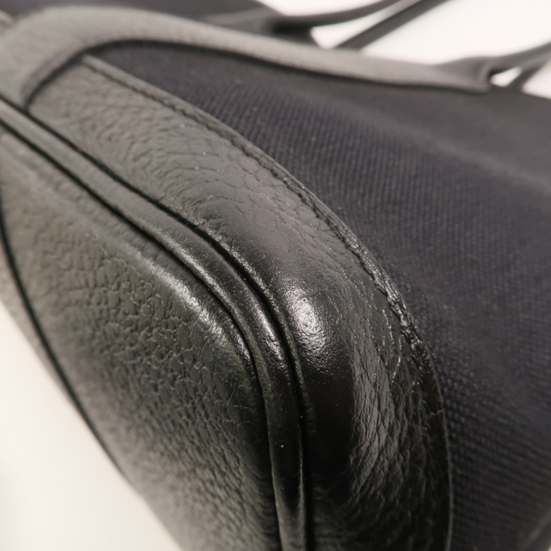 HERMES 帆布/Negonda皮革Garden Party PM手挽袋Noir-11