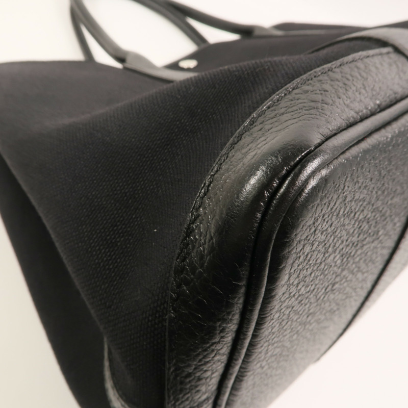 HERMES 帆布/Negonda皮革Garden Party PM手挽袋Noir-12