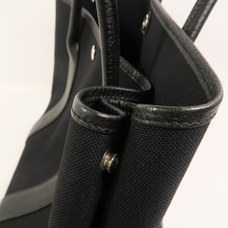 HERMES 帆布/Negonda皮革Garden Party PM手挽袋Noir-13