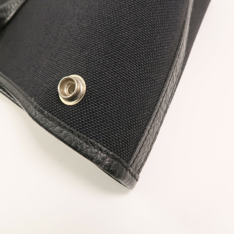 HERMES 帆布/Negonda皮革Garden Party PM手挽袋Noir-14