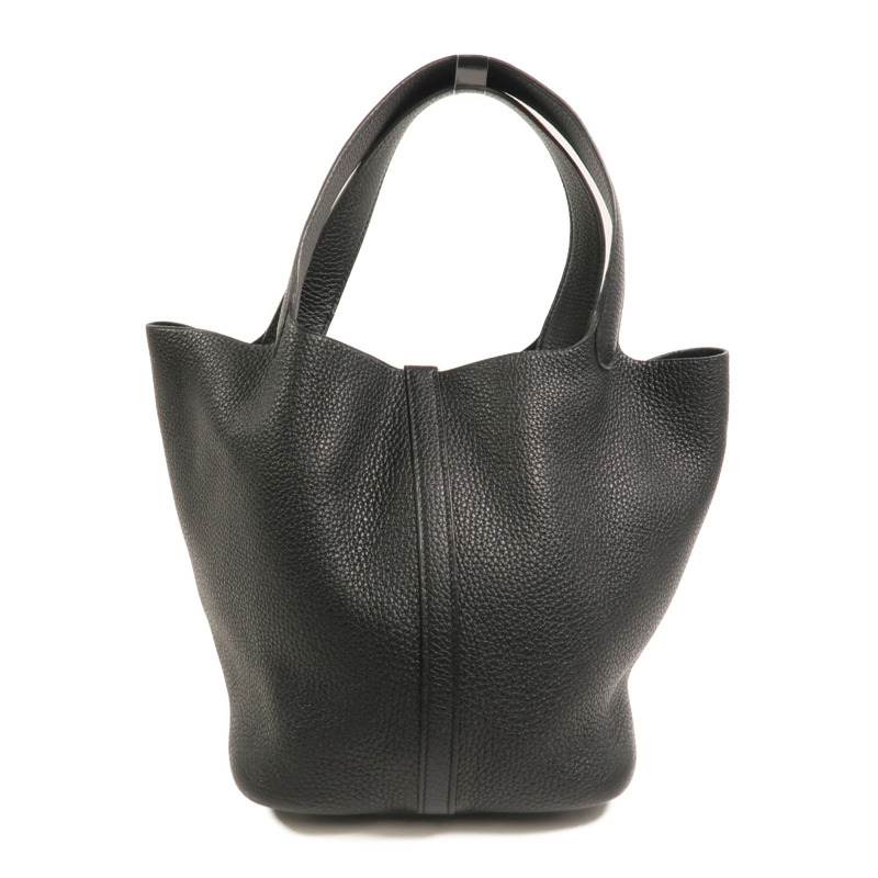HERMES Clemence皮革Picotin MM手挽袋Noir-1