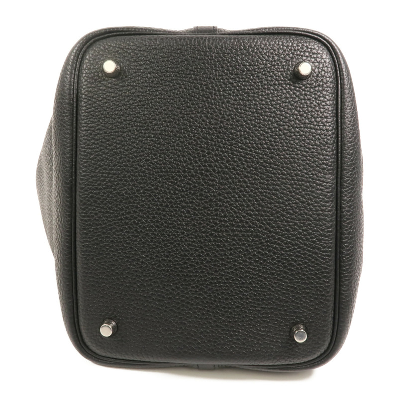 HERMES Clemence皮革Picotin MM手挽袋Noir-3