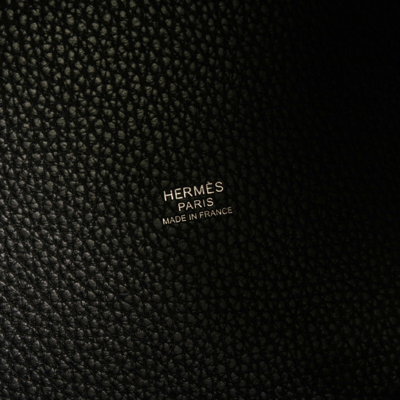 HERMES Clemence皮革Picotin MM手挽袋Noir-5