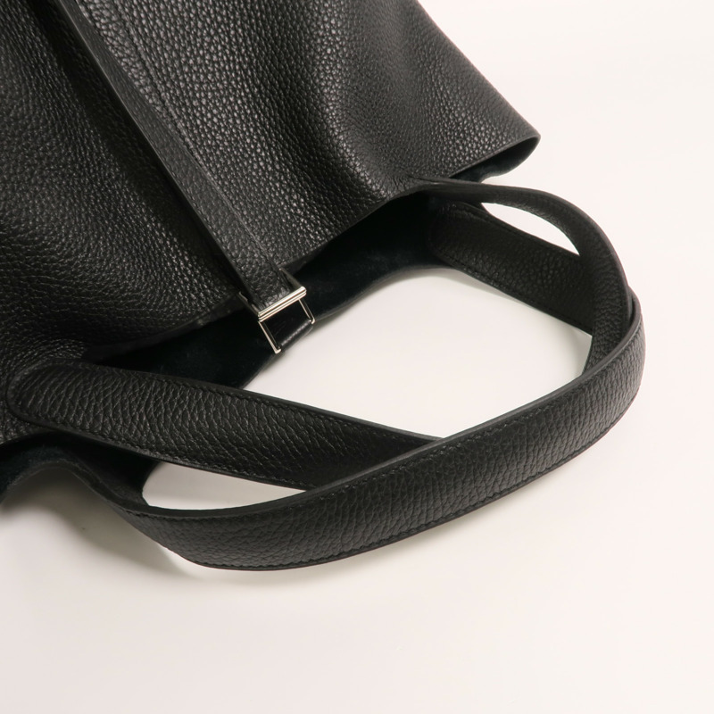 HERMES Clemence皮革Picotin MM手挽袋Noir-7