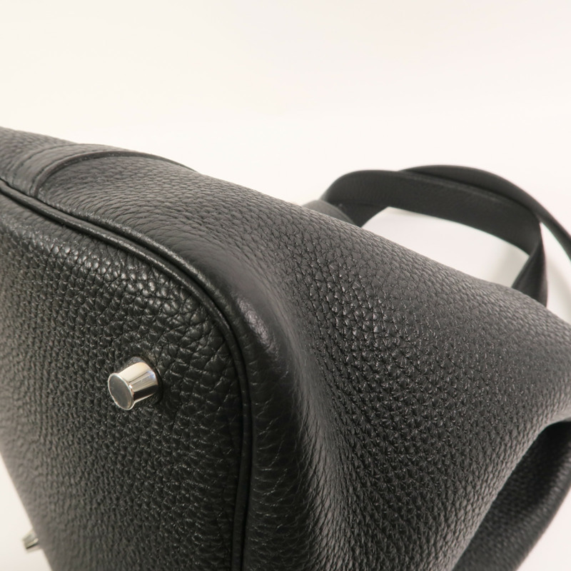 HERMES Clemence皮革Picotin MM手挽袋Noir-11