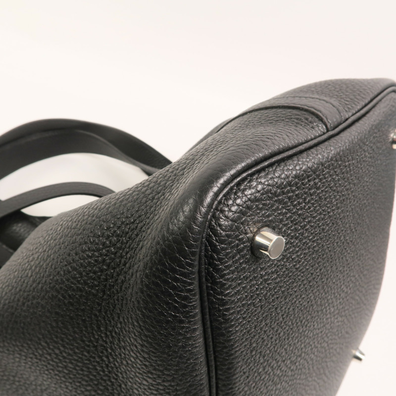 HERMES Clemence皮革Picotin MM手挽袋Noir-12