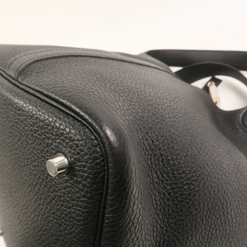 HERMES Clemence皮革Picotin MM手挽袋Noir-13