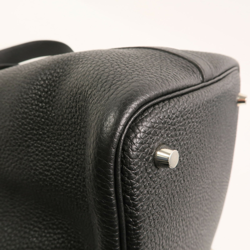 HERMES Clemence皮革Picotin MM手挽袋Noir-14