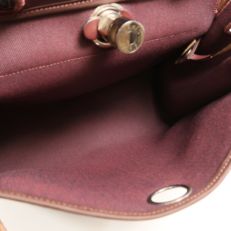 HERMES Toile H帆布Herbag PM手挽肩背兩用袋Rouge Sellier-4