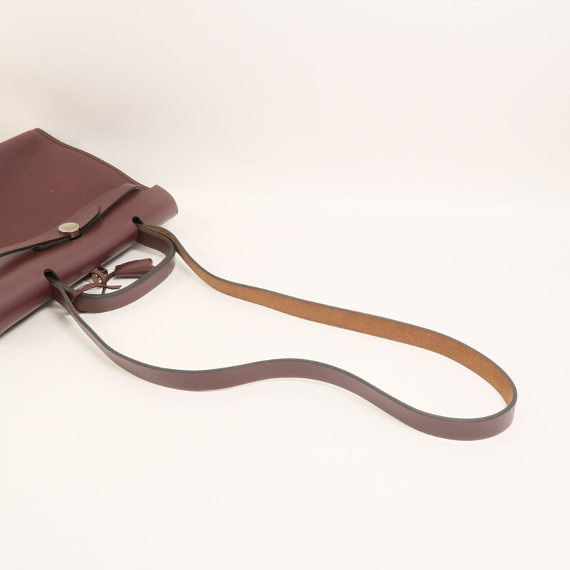 HERMES Toile H帆布Herbag PM手挽肩背兩用袋Rouge Sellier-7