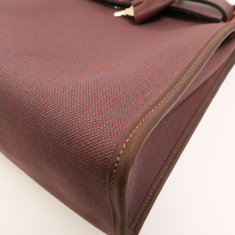 HERMES Toile H帆布Herbag PM手挽肩背兩用袋Rouge Sellier-13