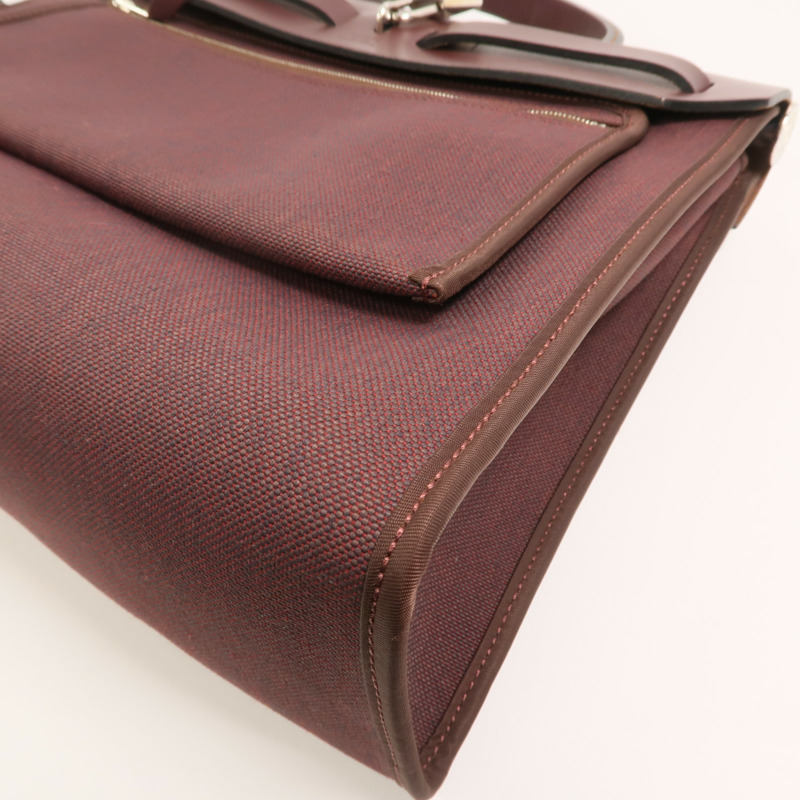 HERMES Toile H帆布Herbag PM手挽肩背兩用袋Rouge Sellier-15