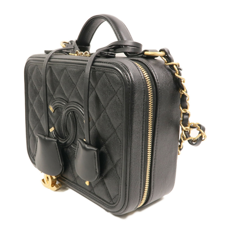 CHANEL 牛皮皮革Medium Vanity Case鏈帶手挽肩背兩用袋-2