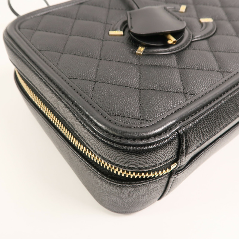 CHANEL 牛皮皮革Medium Vanity Case鏈帶手挽肩背兩用袋-15