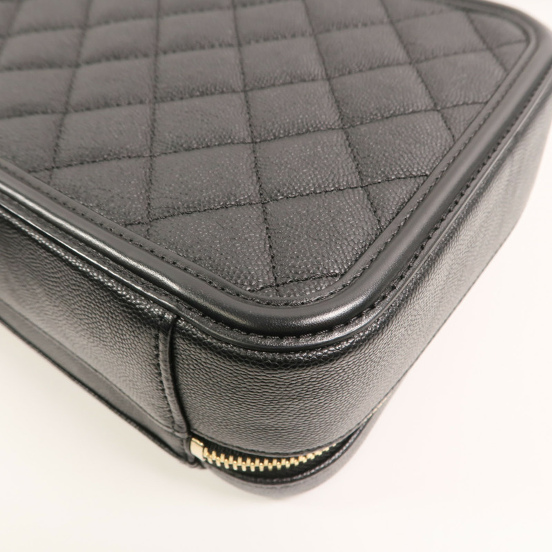 CHANEL 牛皮皮革Medium Vanity Case鏈帶手挽肩背兩用袋-16