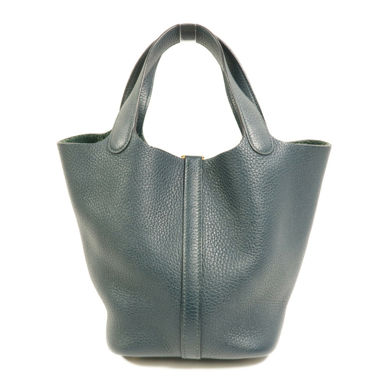 HERMES Clemence皮革Picotin PM手挽袋Vert Cypres-1