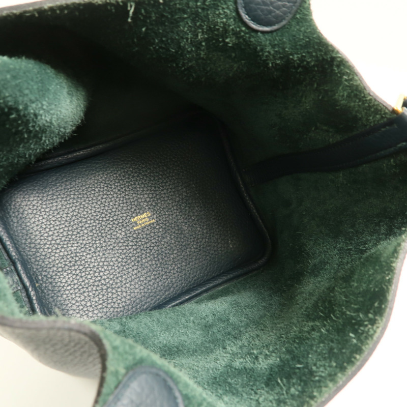 HERMES Clemence皮革Picotin PM手挽袋Vert Cypres-4