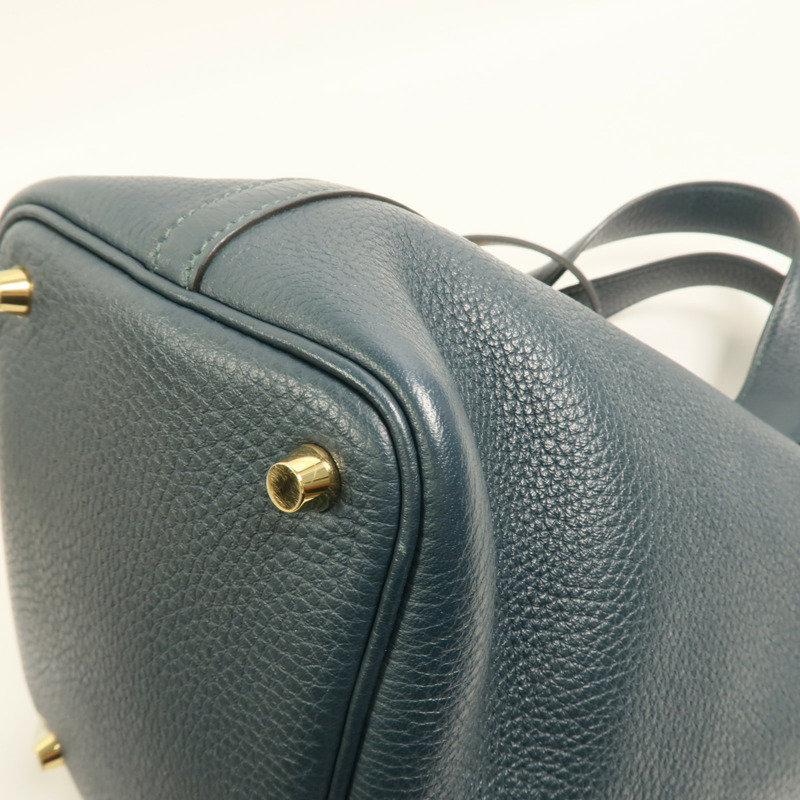 HERMES Clemence皮革Picotin PM手挽袋Vert Cypres-9