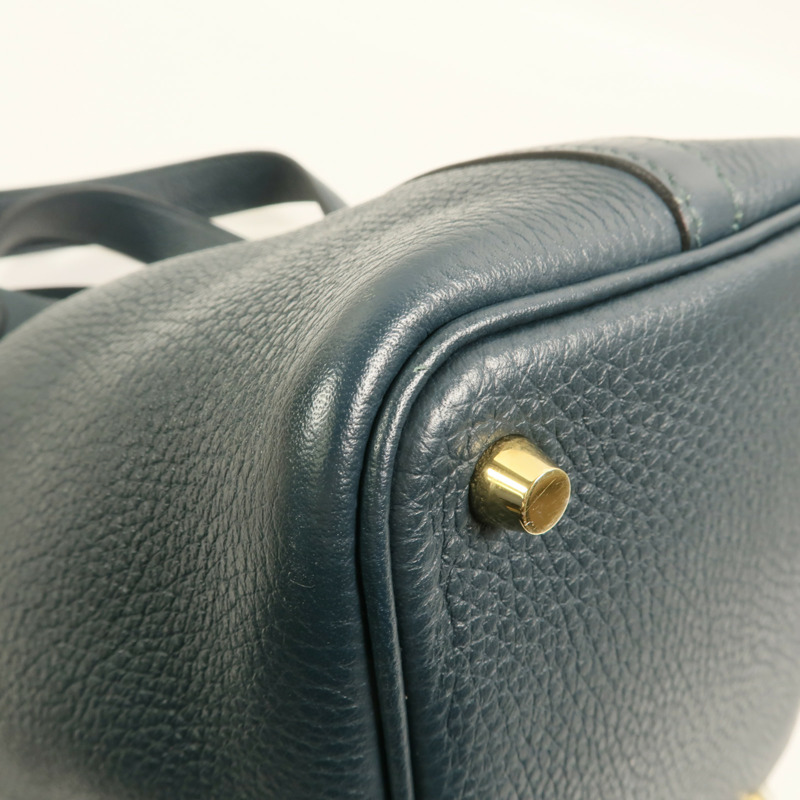 HERMES Clemence皮革Picotin PM手挽袋Vert Cypres-12