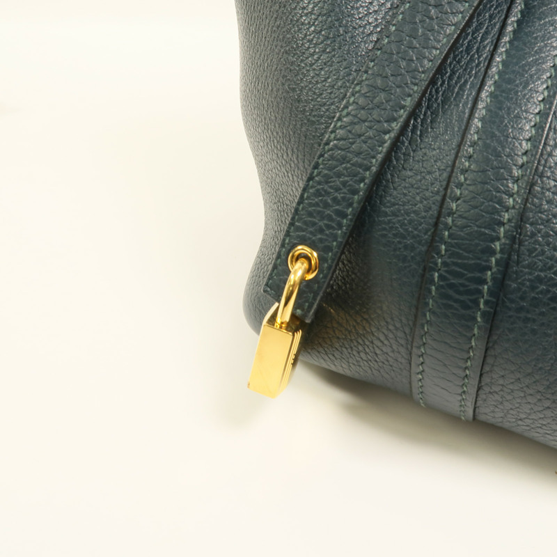 HERMES Clemence皮革Picotin PM手挽袋Vert Cypres-13