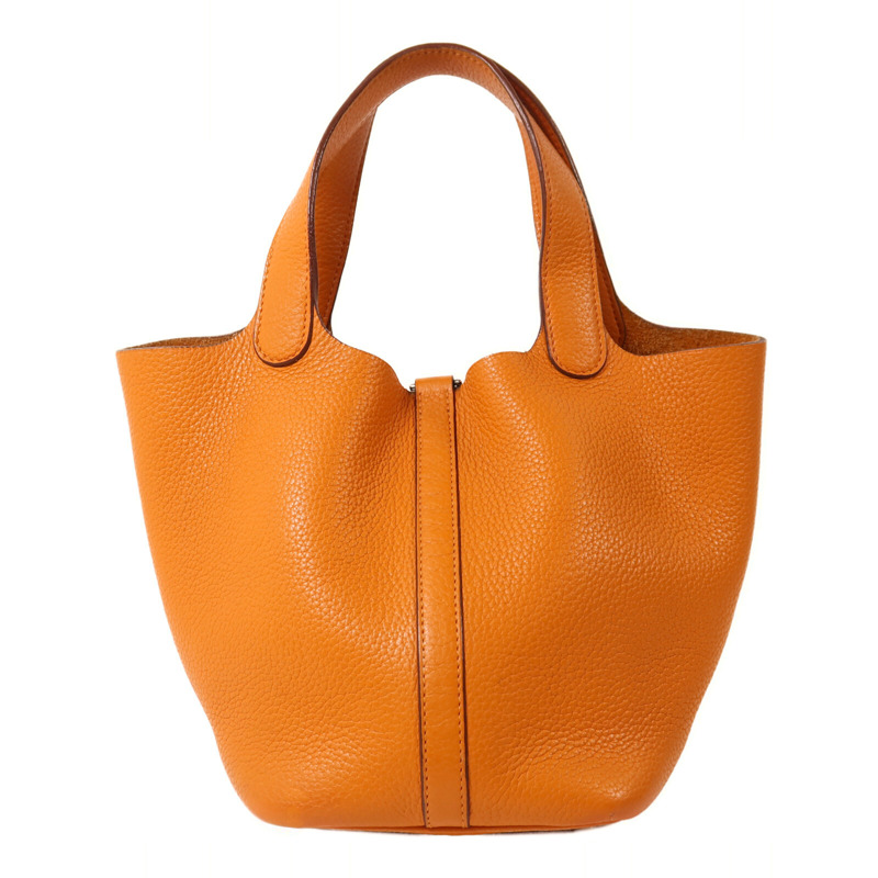 HERMES Clemence皮革Picotin PM手挽袋Orange-1