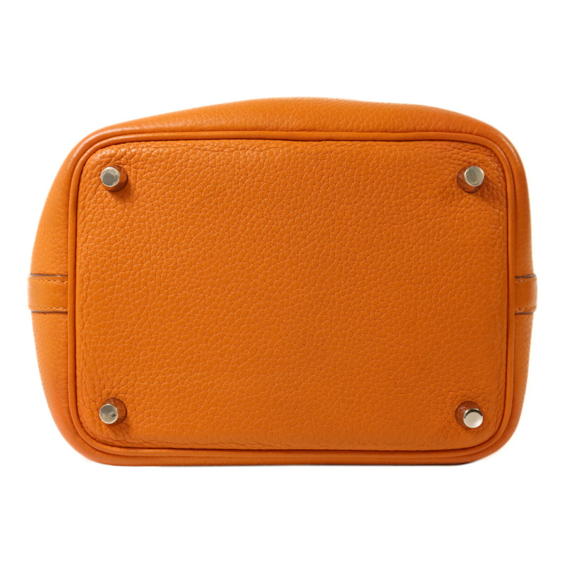 HERMES Clemence皮革Picotin PM手挽袋Orange-3