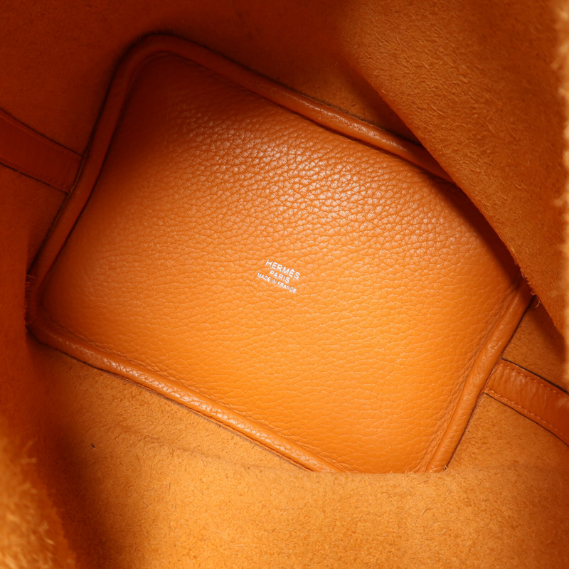HERMES Clemence皮革Picotin PM手挽袋Orange-4