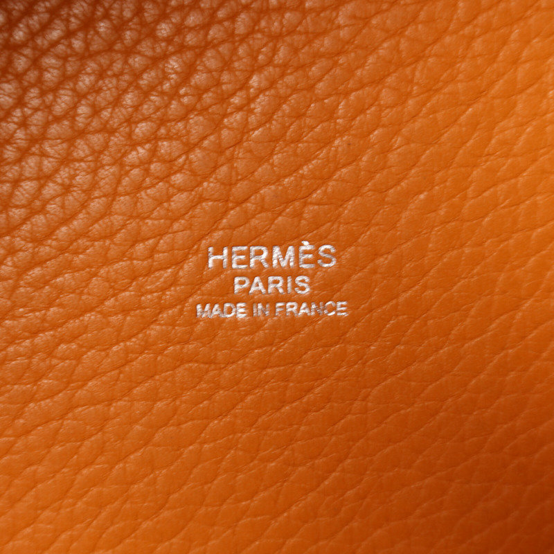 HERMES Clemence皮革Picotin PM手挽袋Orange-5