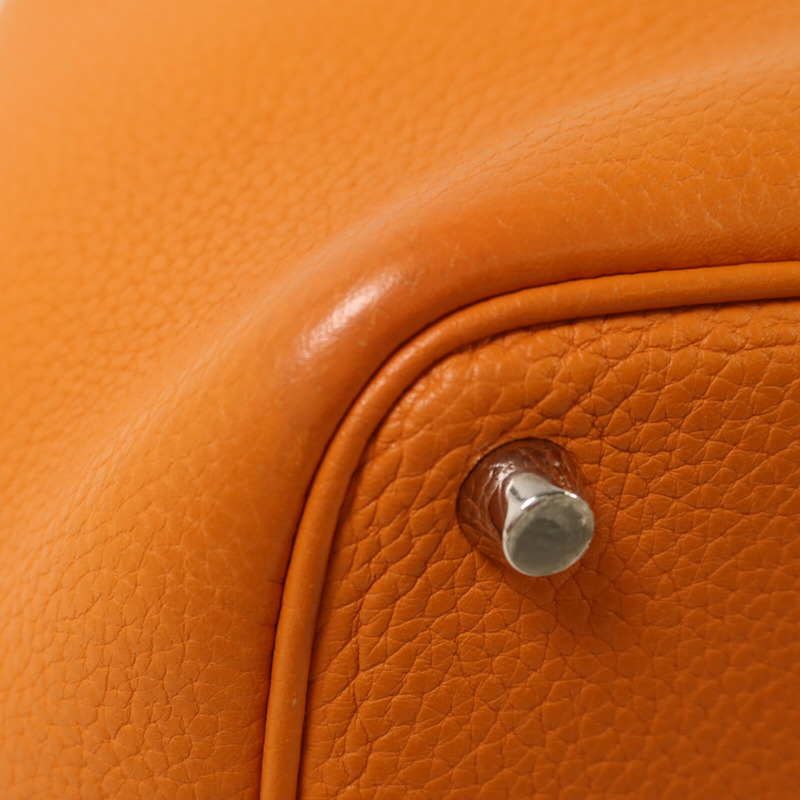 HERMES Clemence皮革Picotin PM手挽袋Orange-10