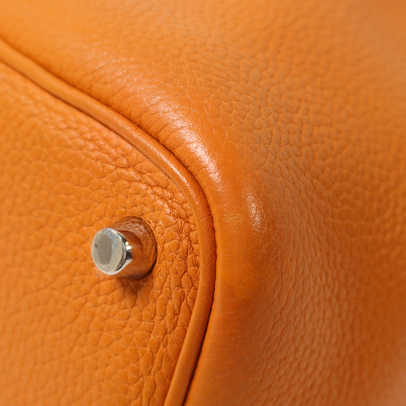 HERMES Clemence皮革Picotin PM手挽袋Orange-11