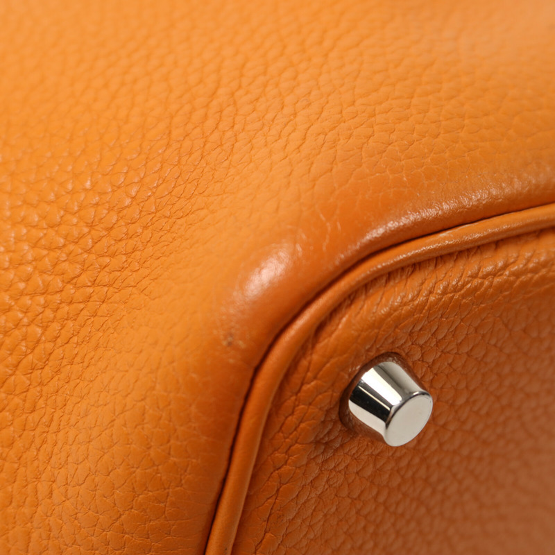 HERMES Clemence皮革Picotin PM手挽袋Orange-12