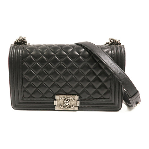 CHANEL 羊皮皮革Boy 25鏈帶肩背袋