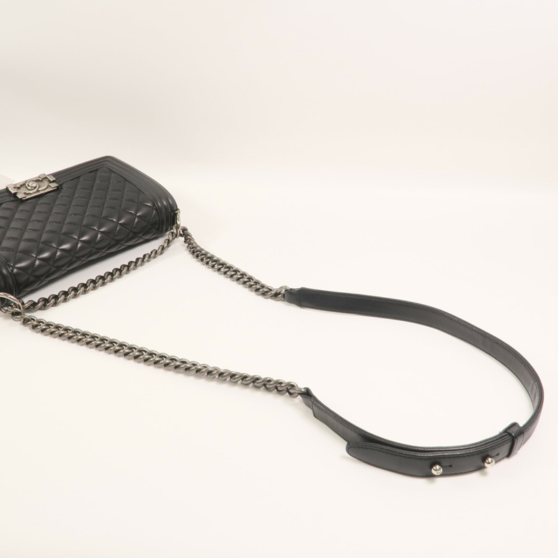 CHANEL 羊皮皮革Boy 25鏈帶肩背袋-7