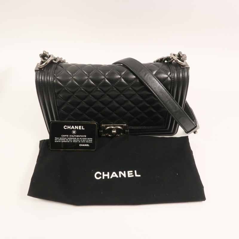 CHANEL 羊皮皮革Boy 25鏈帶肩背袋-10