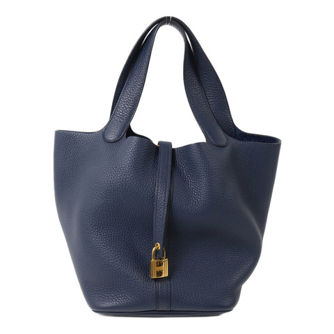 HERMES Clemence皮革 Picotin MM手挽袋Bleu De Prusse
