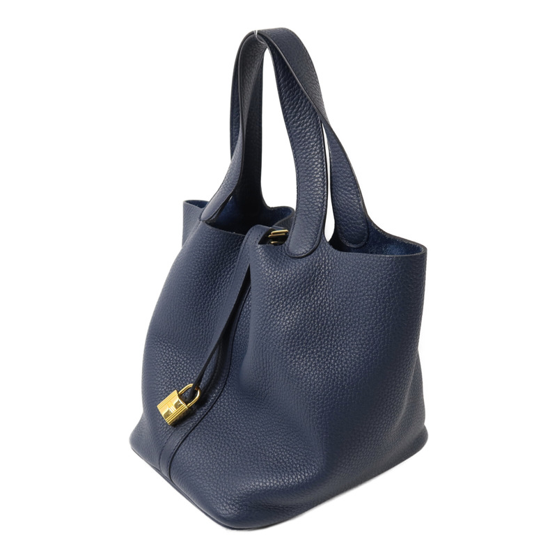 HERMES Clemence皮革 Picotin MM手挽袋Bleu De Prusse-2