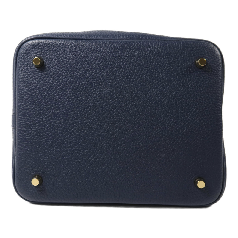 HERMES Clemence皮革 Picotin MM手挽袋Bleu De Prusse-3