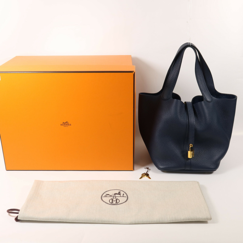 HERMES Clemence皮革 Picotin MM手挽袋Bleu De Prusse-8