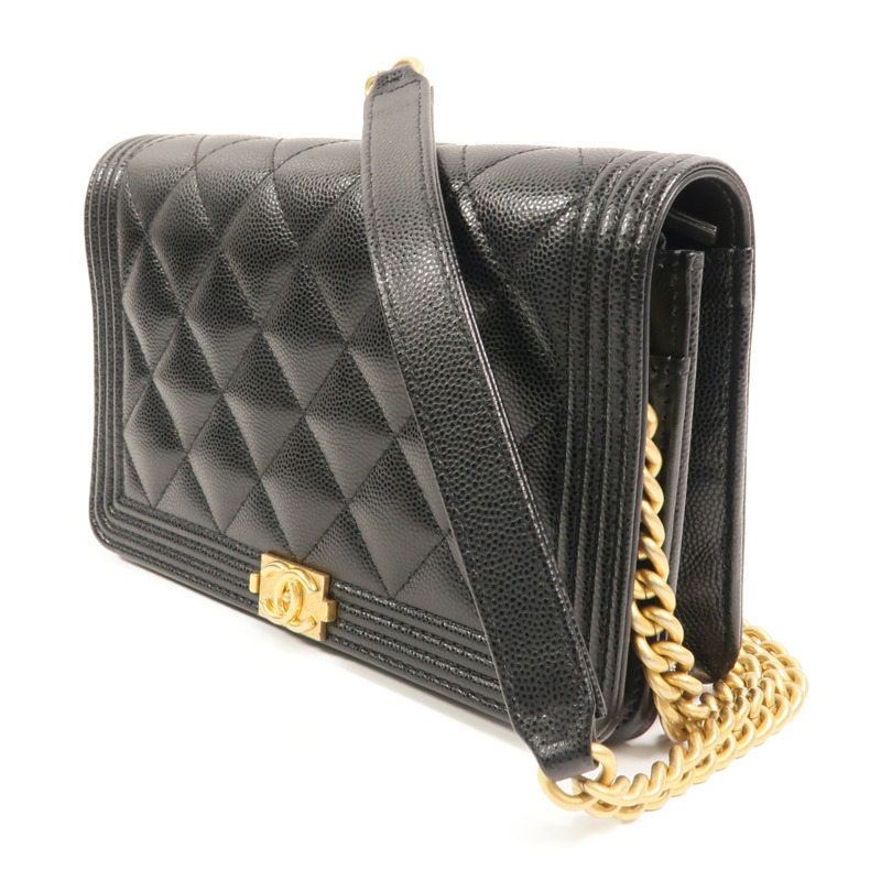 CHANEL 牛皮皮革Boy Wallet On Chain鏈帶肩背袋-2