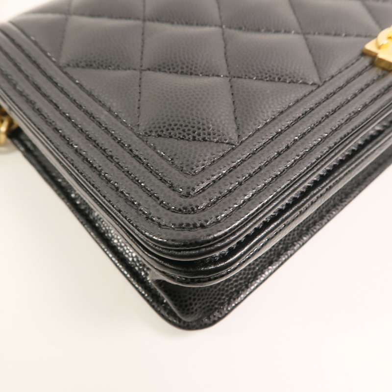 CHANEL 牛皮皮革Boy Wallet On Chain鏈帶肩背袋-12